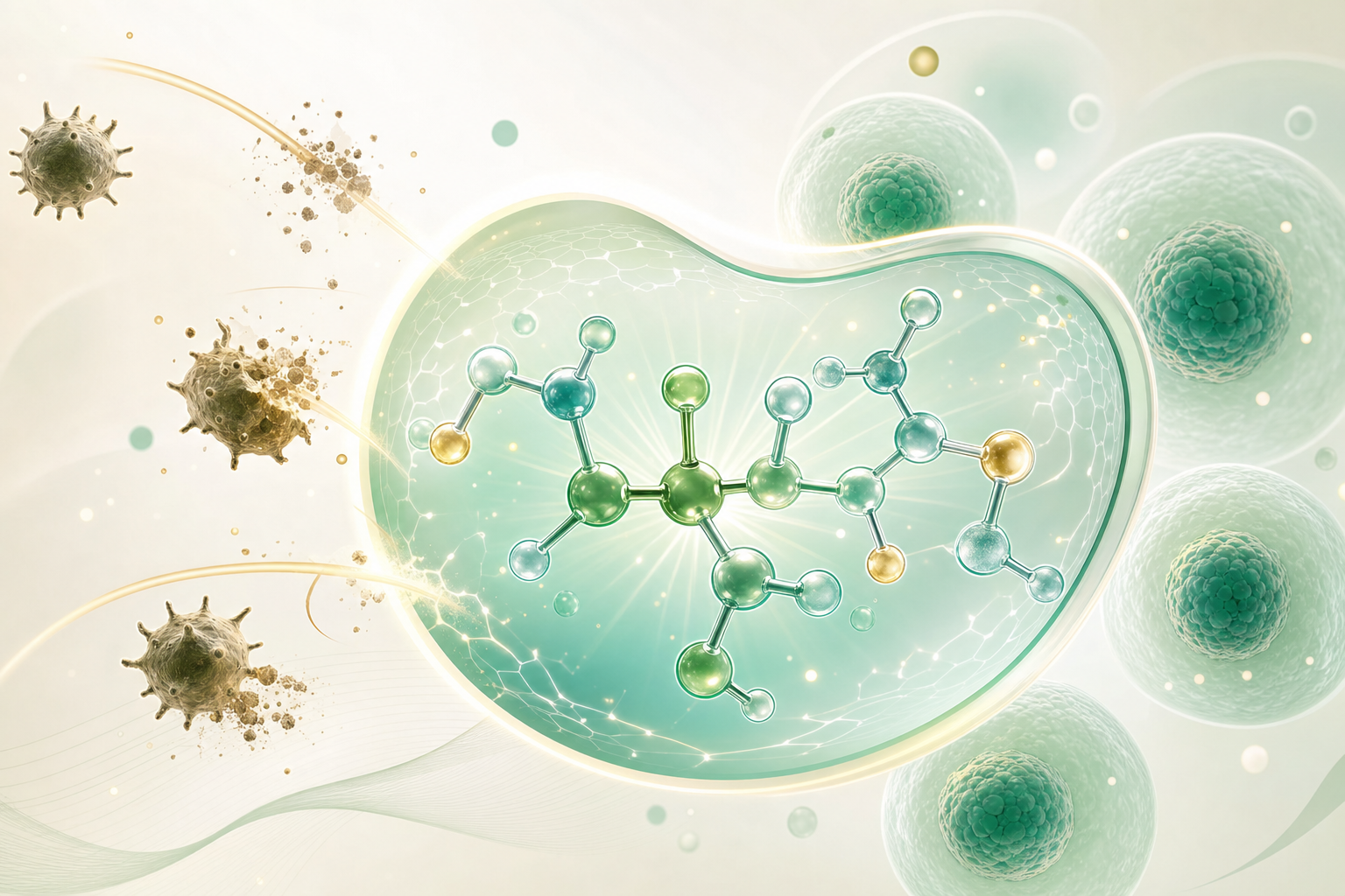 Glutathione molecule protecting cells from free radicals