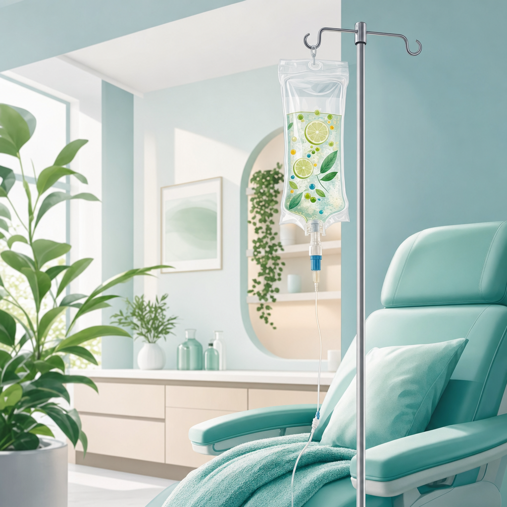 IV nutrient therapy drip in a wellness clinic