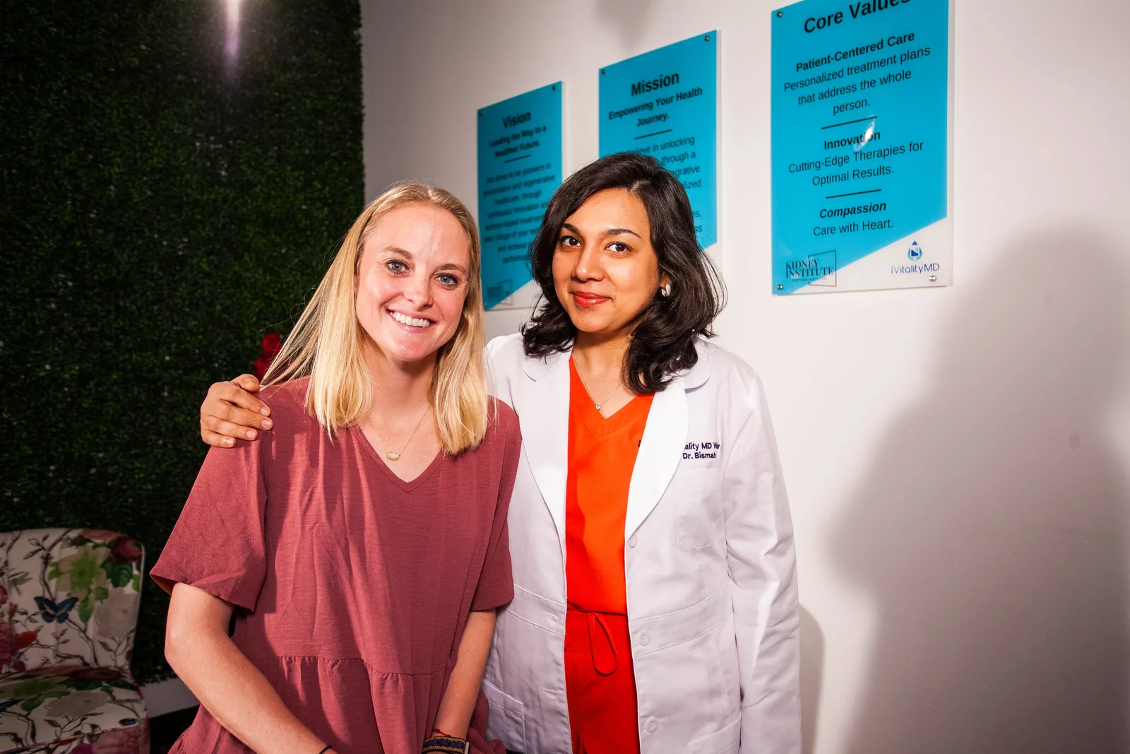 Dr. Bismah Irfan with a patient at iVitality MD clinic in Houston